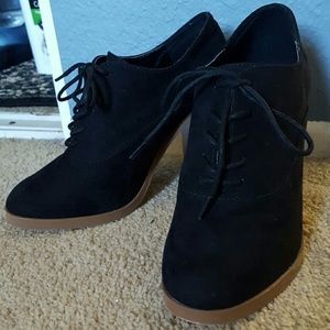 Black faux suede booties