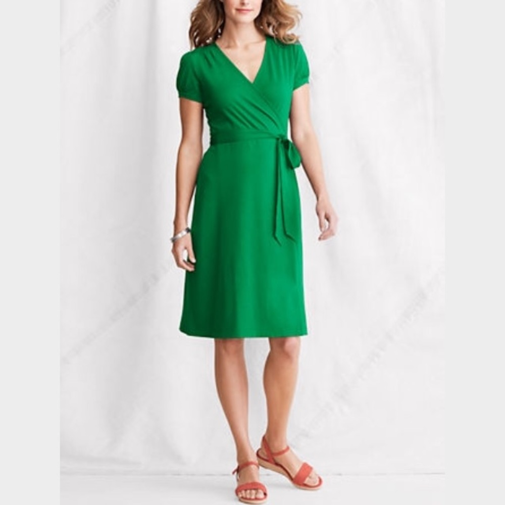 Lands End green wrap dress