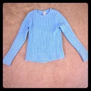 LL Bean cable knit sweater turquoise