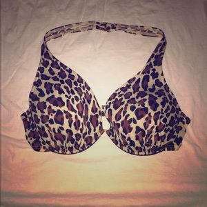 Animal print halter bikini top