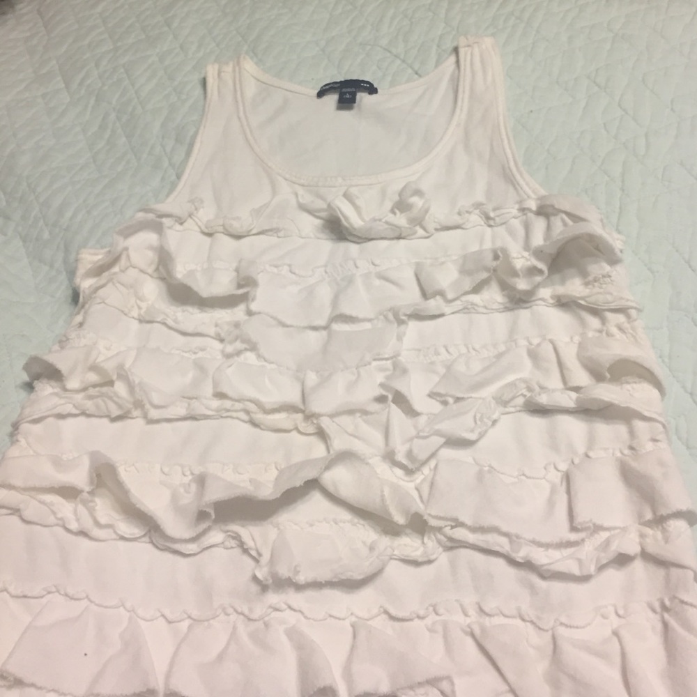 White ruffle accent tank, Gap Kids, Size L (10)