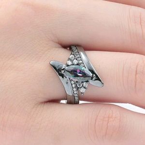 Beautiful rhodium plated CZ mystic topaz ring