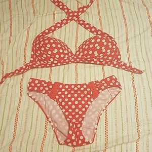 Red polka-dot bikini