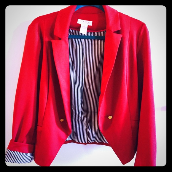 Red Blazer with white/blue stripe interior lining - Picture 1 of 4