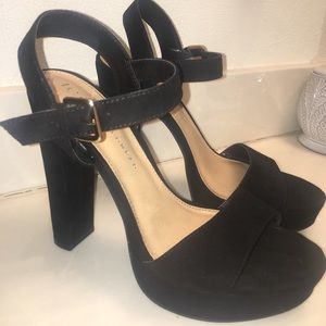 Black strap heels