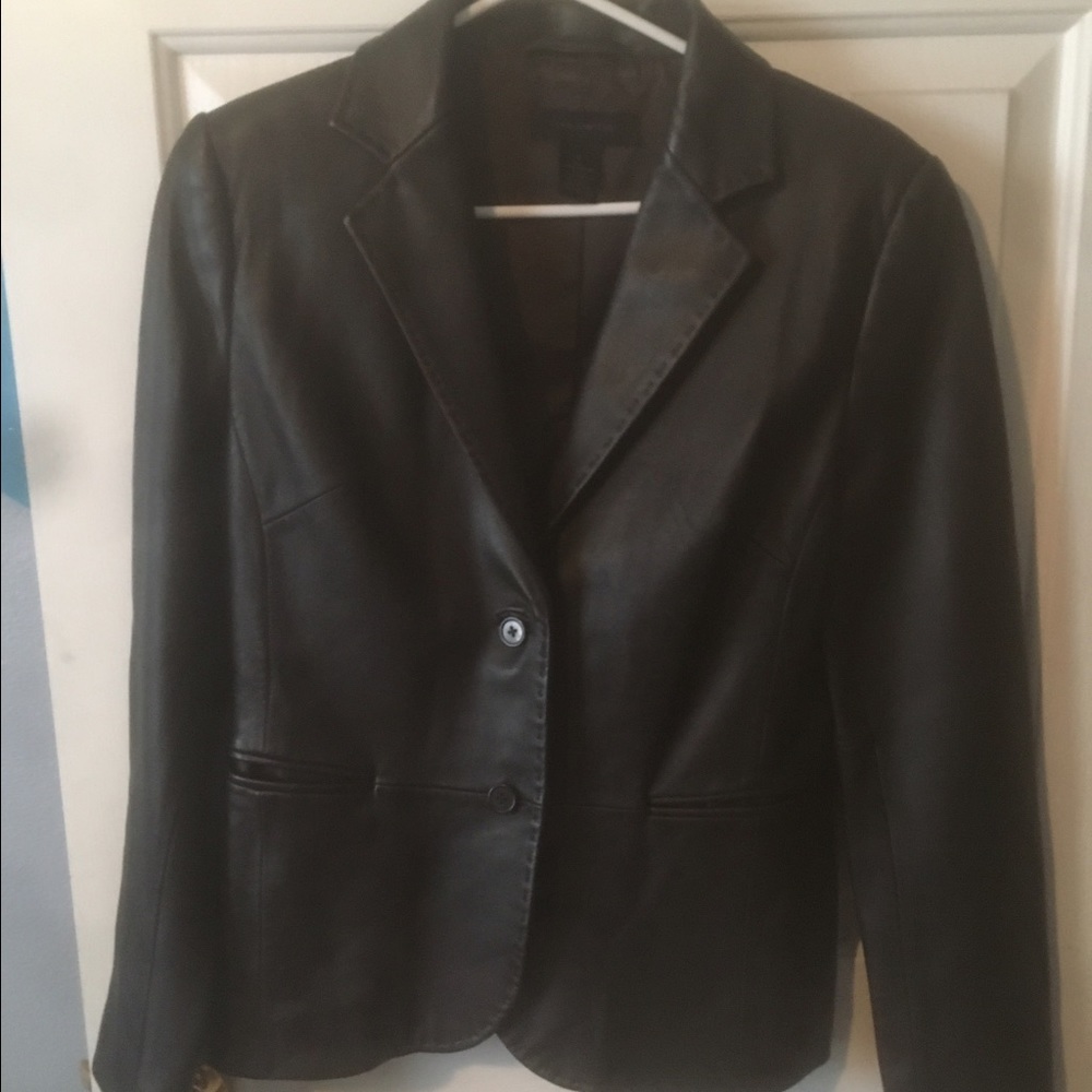 Brown leather blazer