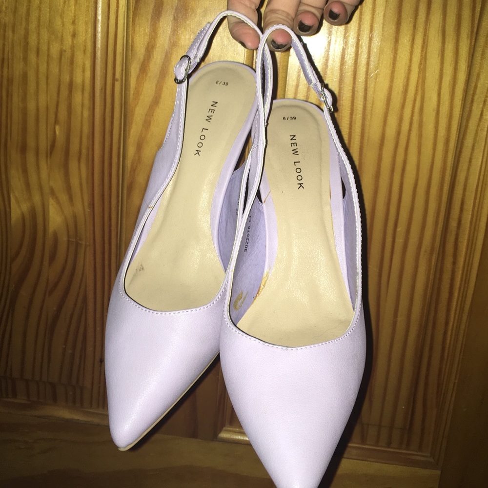 ASOS lavender slingback heels from New Look brand.