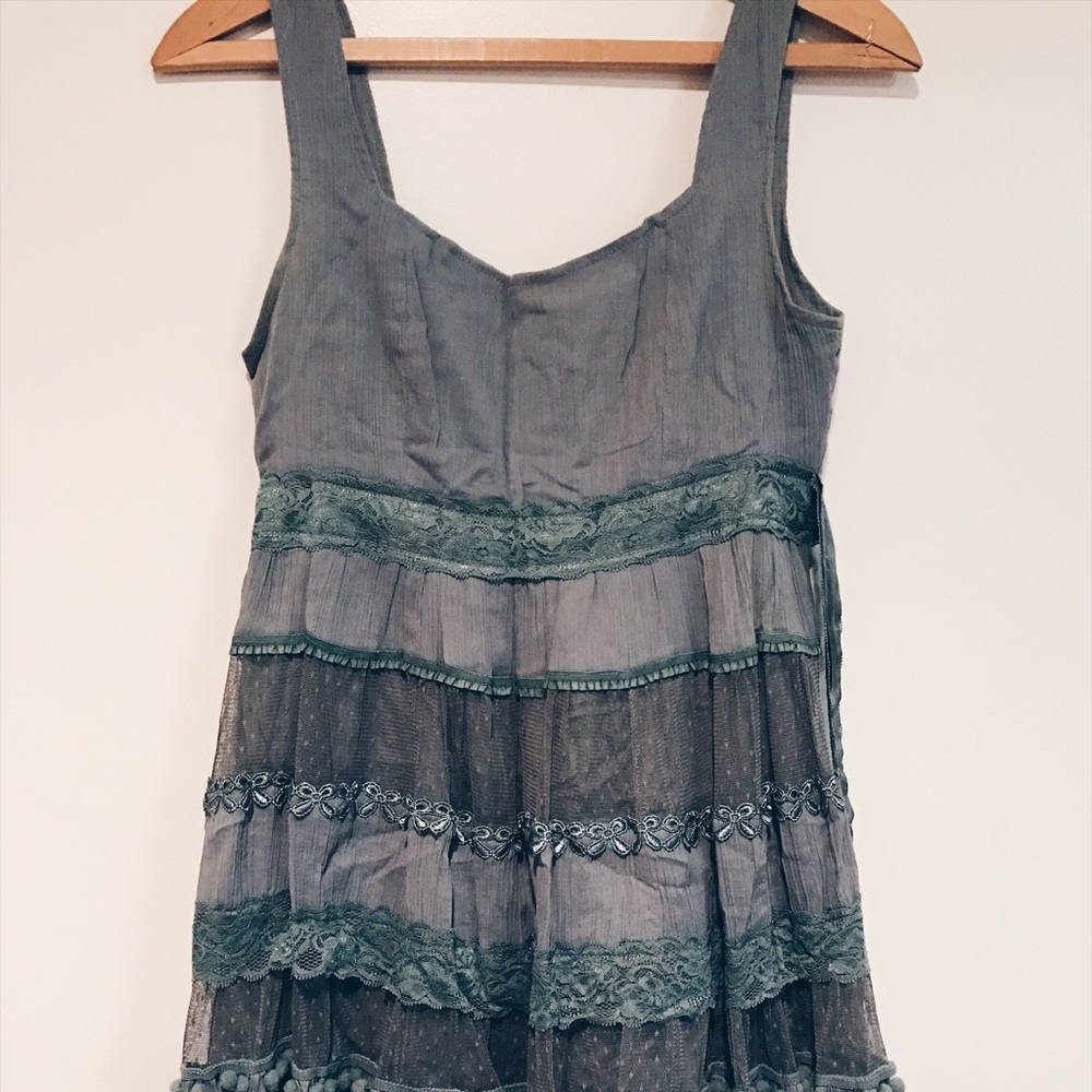 Mixed Media Pom Pom Trim Dress