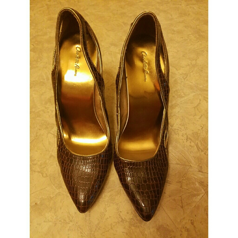 Faux snake skin heels