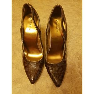 Faux snake skin heels