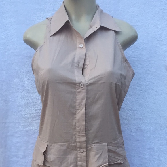 Beige color cotton dress - Picture 2 of 3