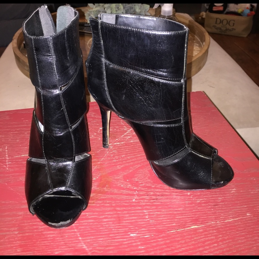 Black bootie leather