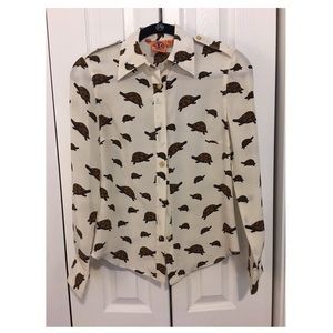 Tory Burch Silk Blouse w/turtles