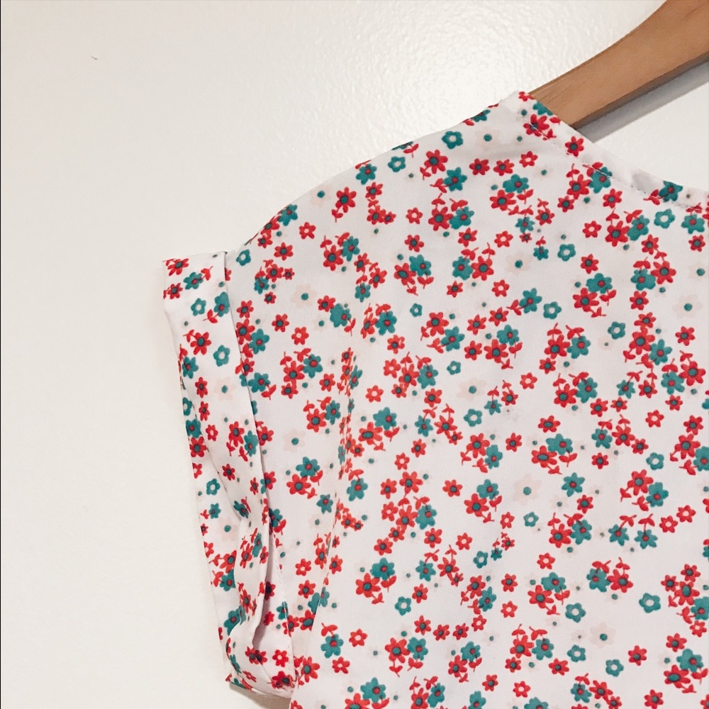 Mango Floral Tie-back Blouse