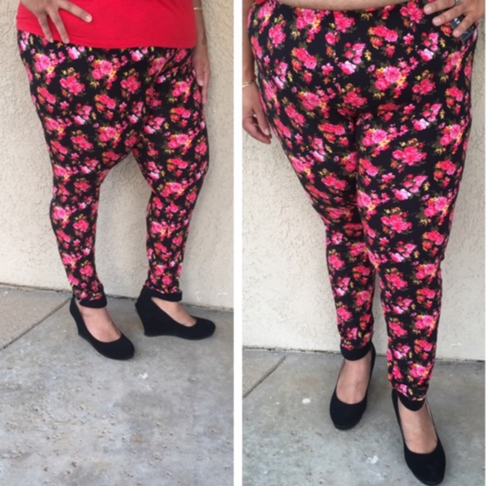 Floral print plus size leggings - Picture 1 of 2