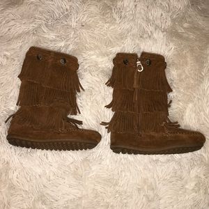 Minnetonka triple fringe boots