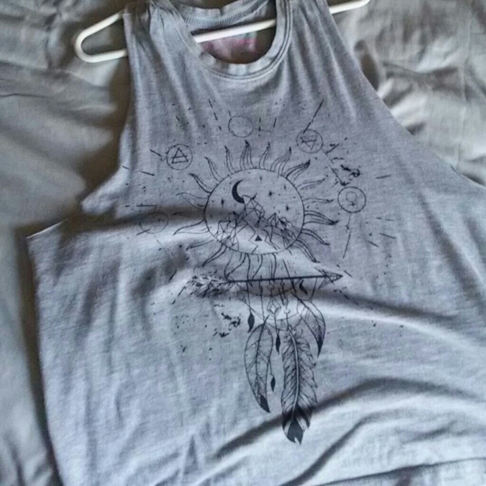 Gray dream catcher crop top