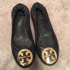 Tory Burch black and gold flats