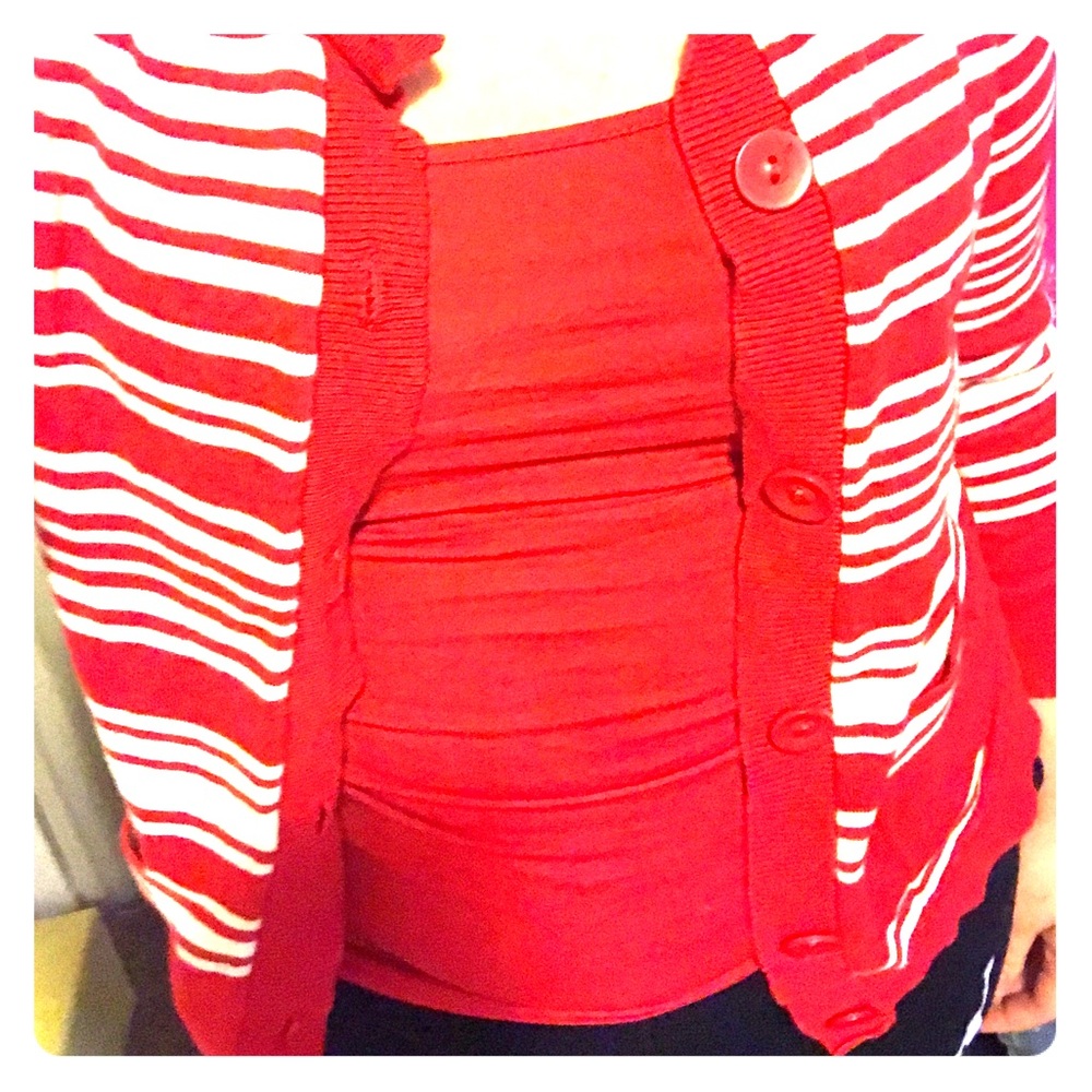 Red and white over shirt