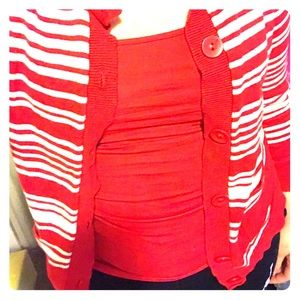 Red and white over shirt