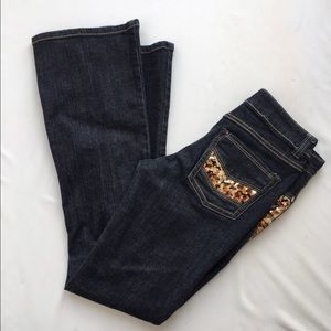 CACHE GOLD BLING JEANS, SZ 2