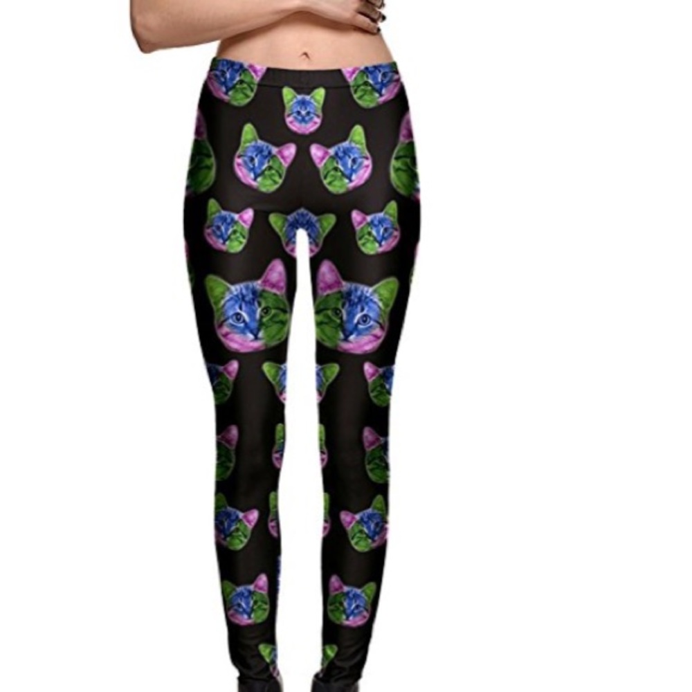 NWOT Bright Kitty Cat Leggings