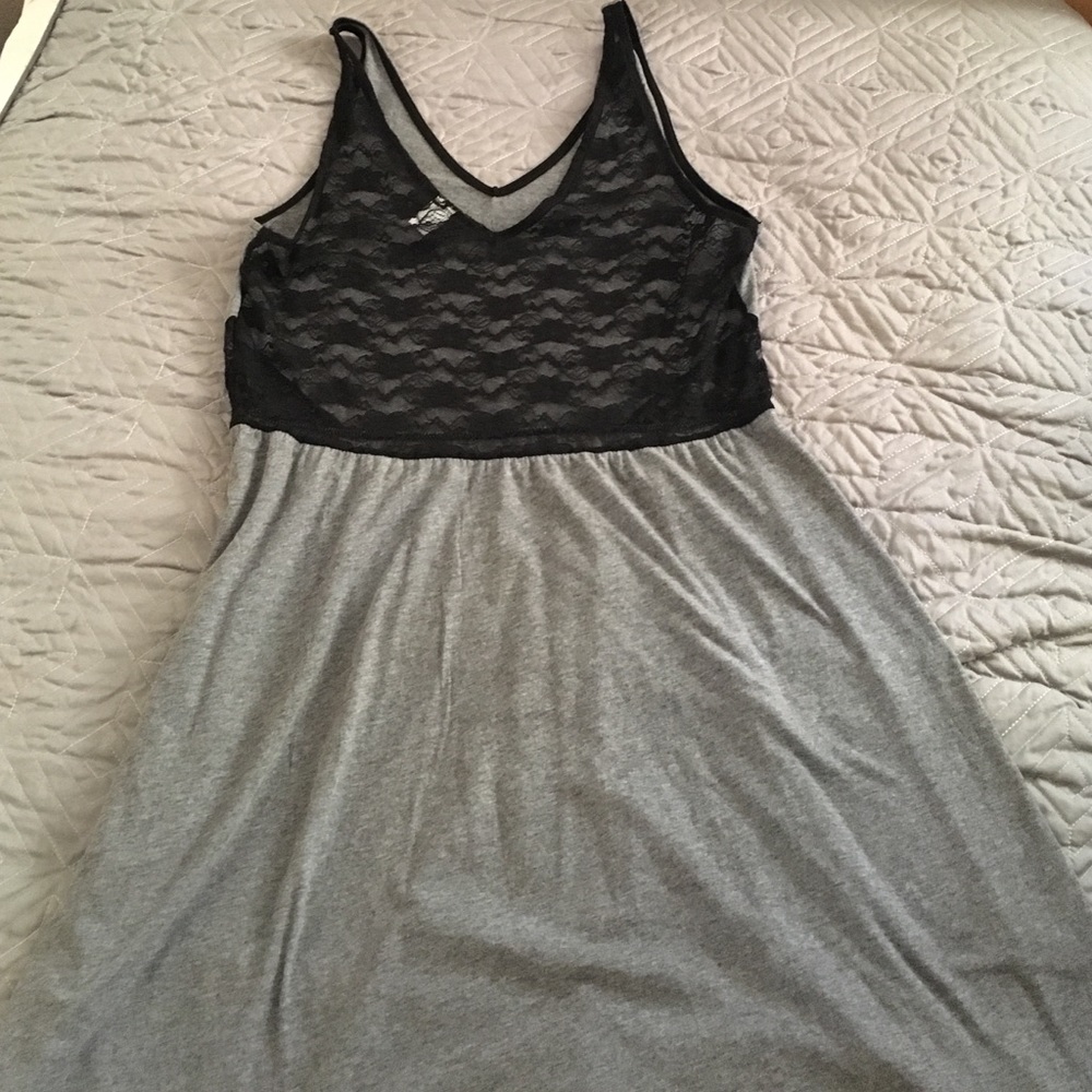 H&M gray lace cut out dress