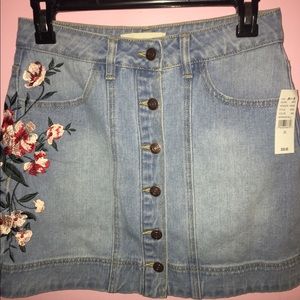 Embroidered Denim Skirt