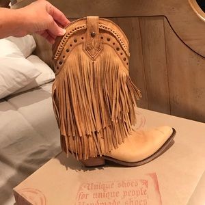 Liberty Black Brand Brown Fringe Boots