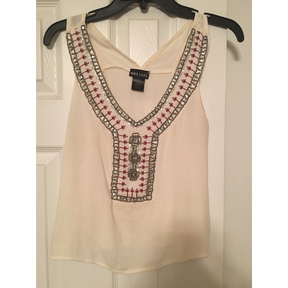 Tribal beaded tank top