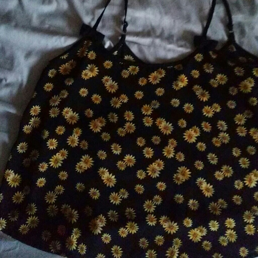 Black sunflower tank top