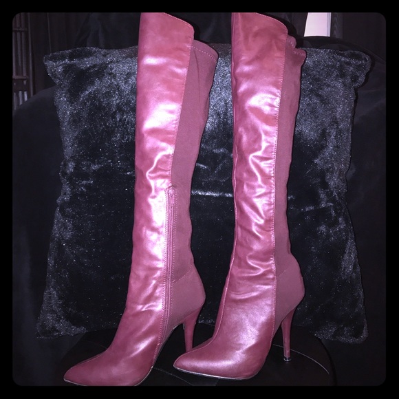 Anne Michelle Shoes - Anne Michelle burgundy over the knee boots sz 6