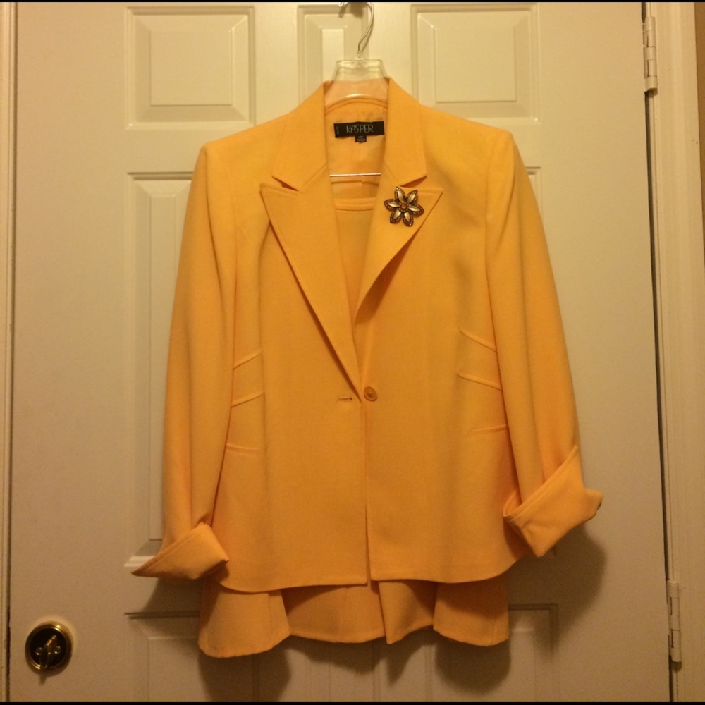 Yellow 2 piece suit.