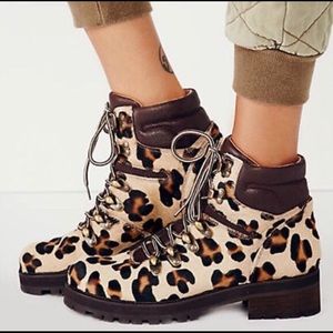 Free People leopard hiking boots.
