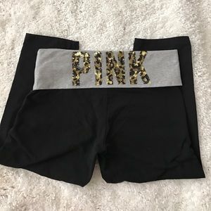 Pink cheetah print yoga capris