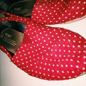Red polka dot Toms (with bag)