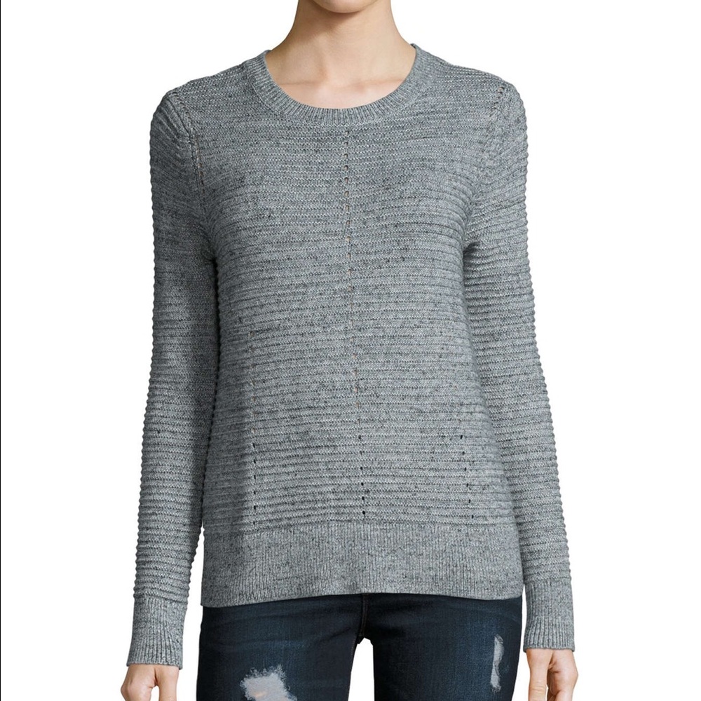 White+Warren Links Stitch Ribbed Sweater