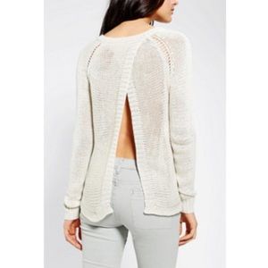 Oatmeal open back knot sweater