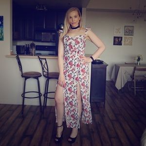 Floral Print Maxi with High Slits