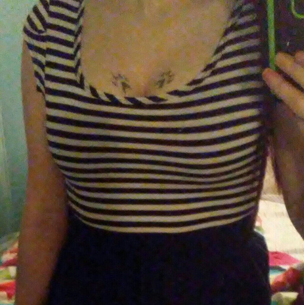 3 FOR $25 Striped top w/ connected black skirt