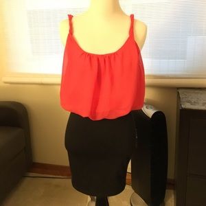 Mini Dress. Orange and black.