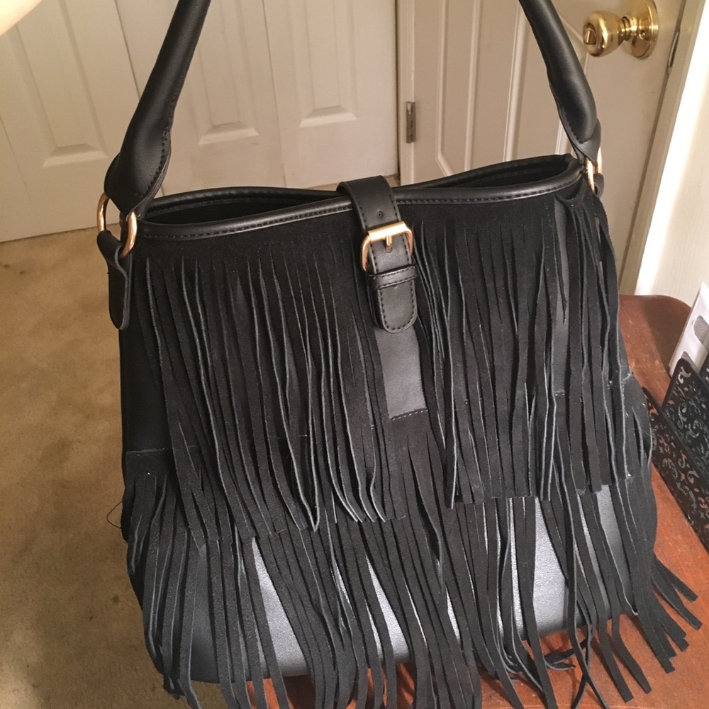 Black Fringe Purse