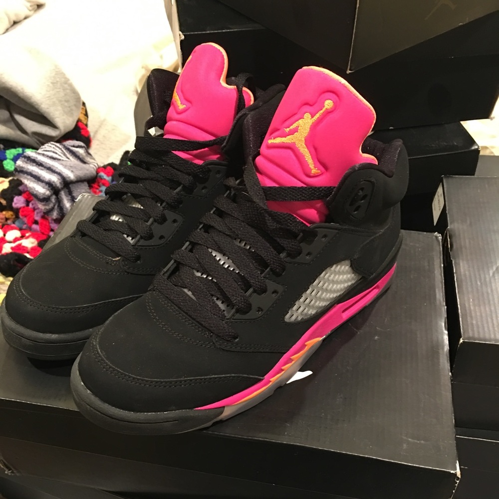 Pink and Orange Jordan Sneaker