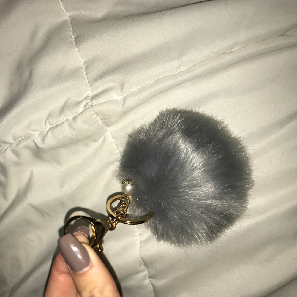 Puff Ball Keychain - grey