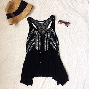 Maurices | Racerback boho embroidered tank top