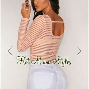 Sheer striped bodysuit