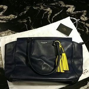 Coach shoulder purse-Navy and yellow!!