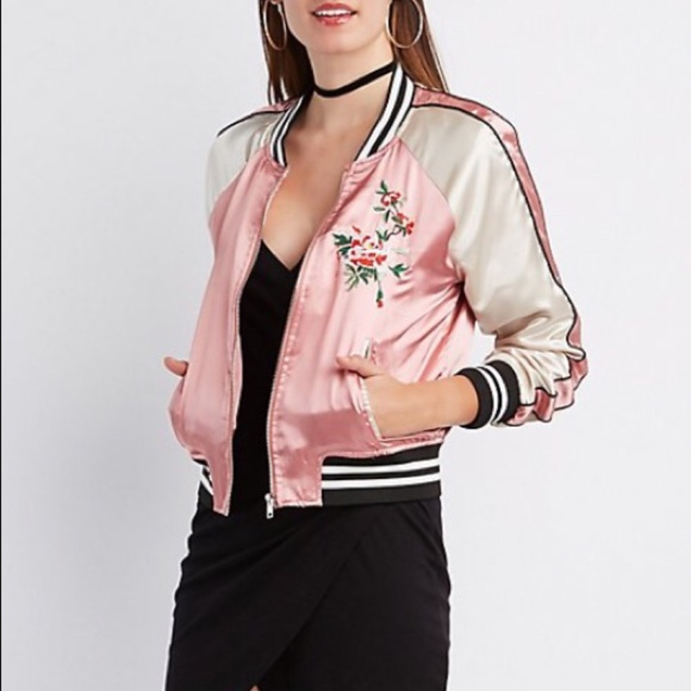 Satin Embroidered Bomber Jacket