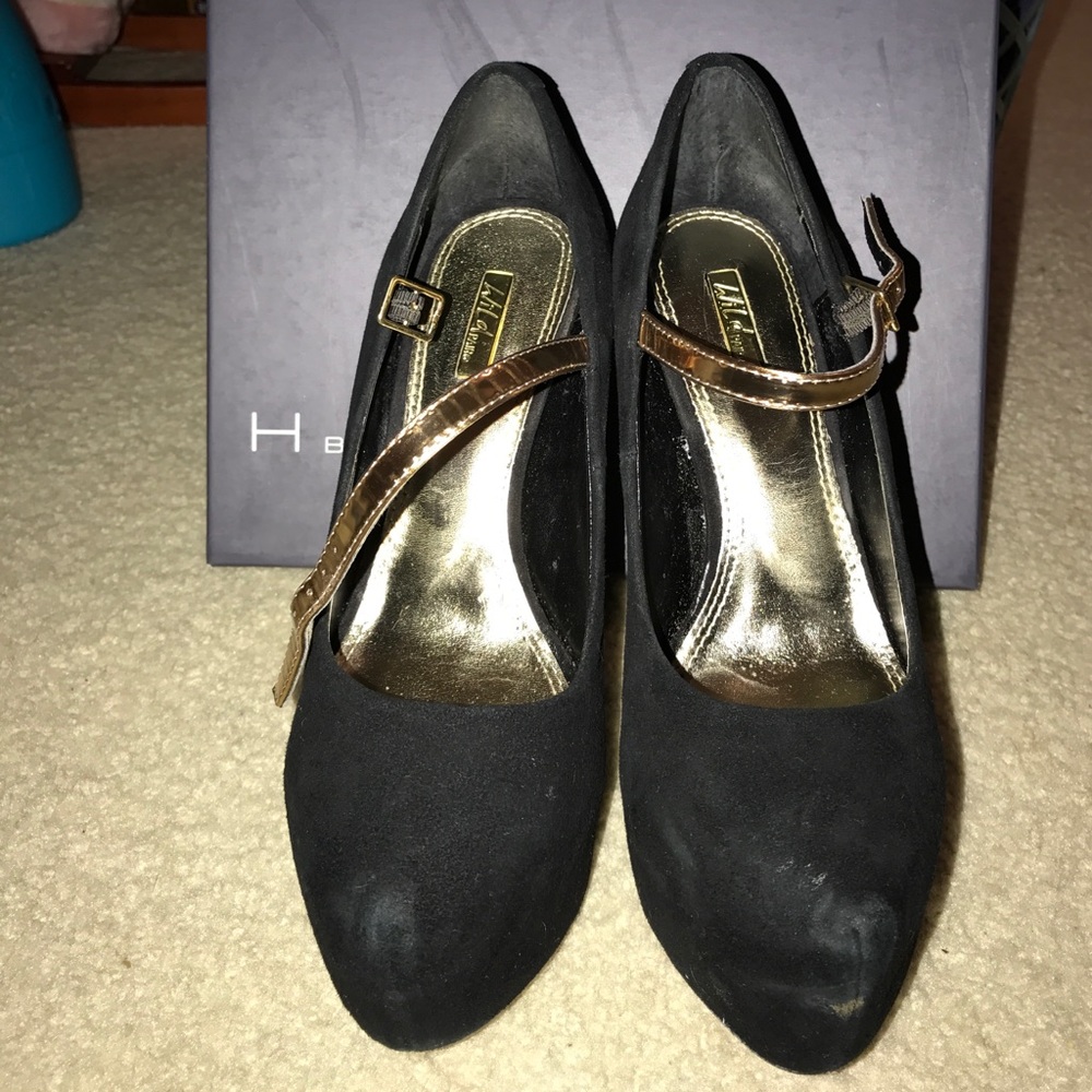 H by Halston Black Suede Heels