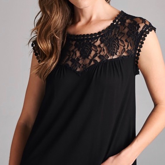 Lace Cap Sleeve Top - Picture 2 of 3